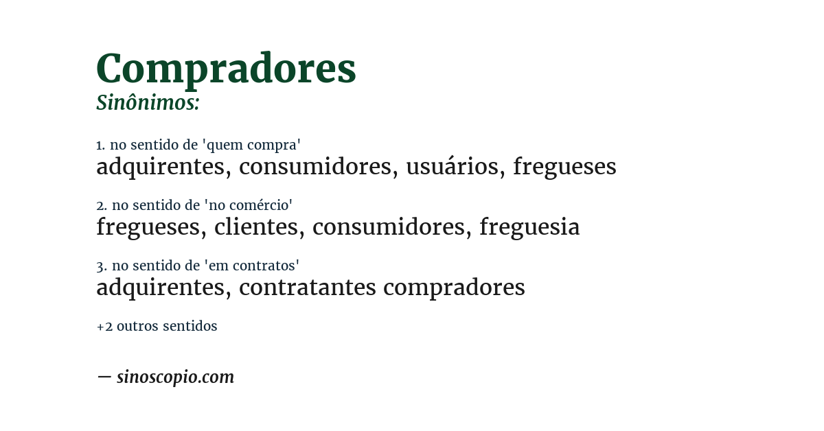 Sinônimo de compradores