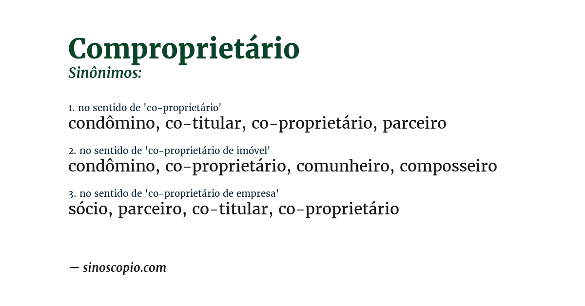 Sinônimo de comproprietário