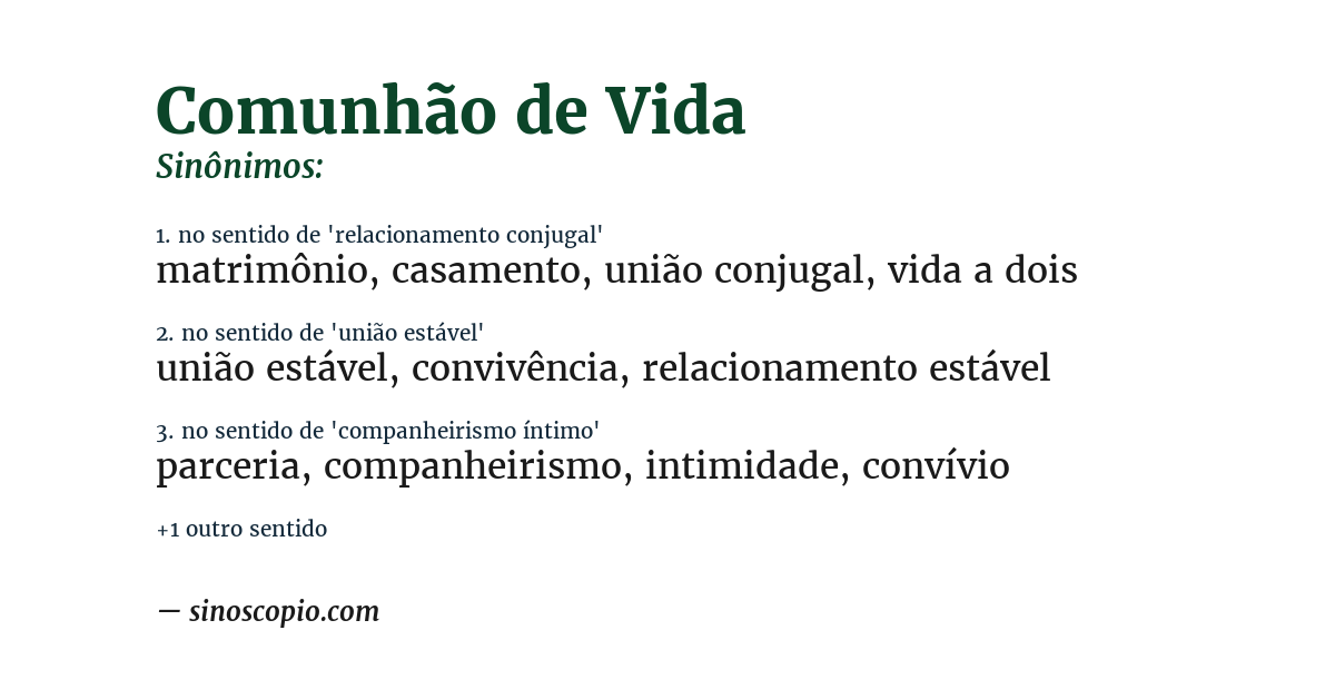 Sinônimo de comunhão de vida