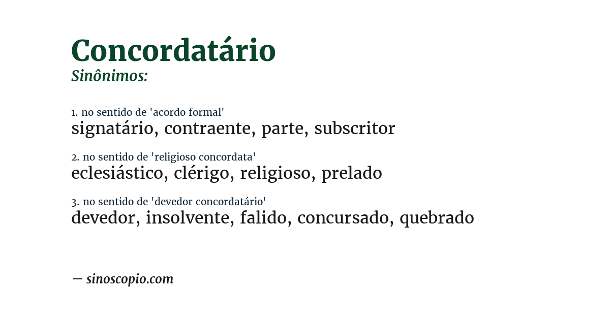 Sinônimo de concordatário