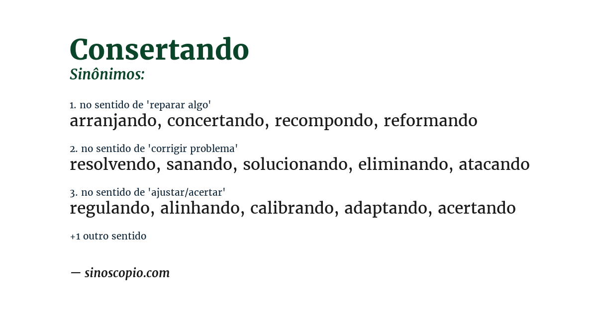 Sinônimo de consertando
