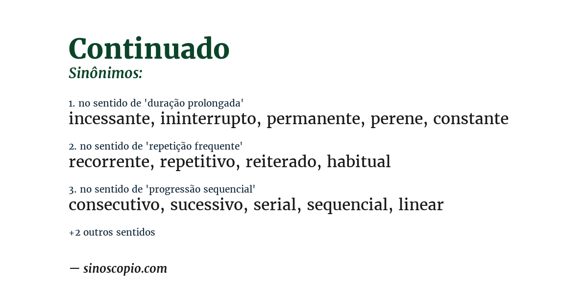 Sinônimo de continuado