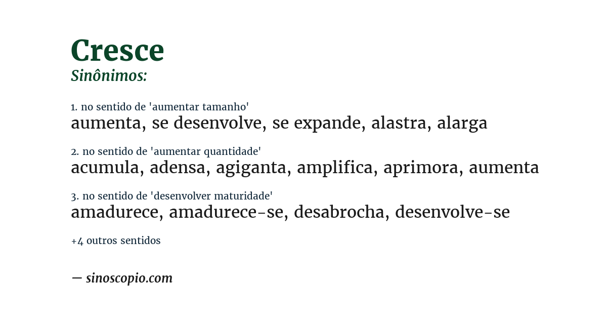 Sinônimo de cresce