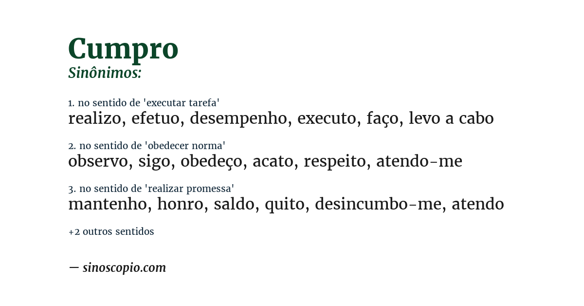 Sinônimo de cumpro