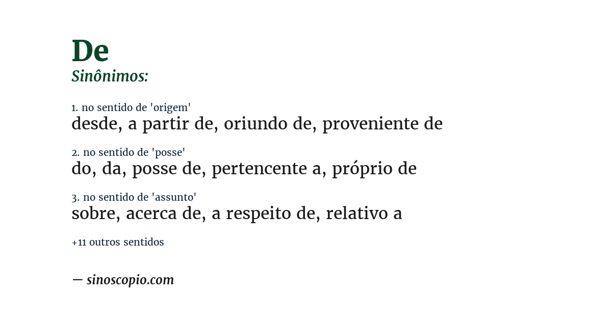 Sinônimo de de