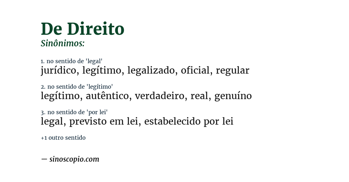 Sinônimo de de direito