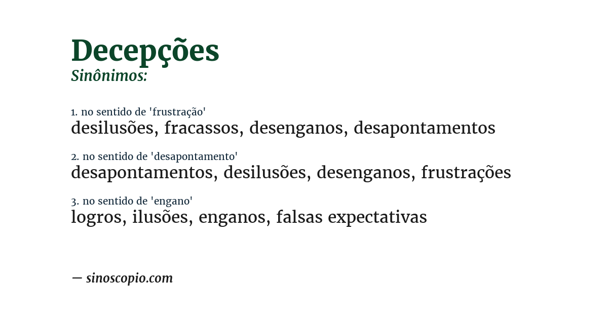 Sinônimo de decepções