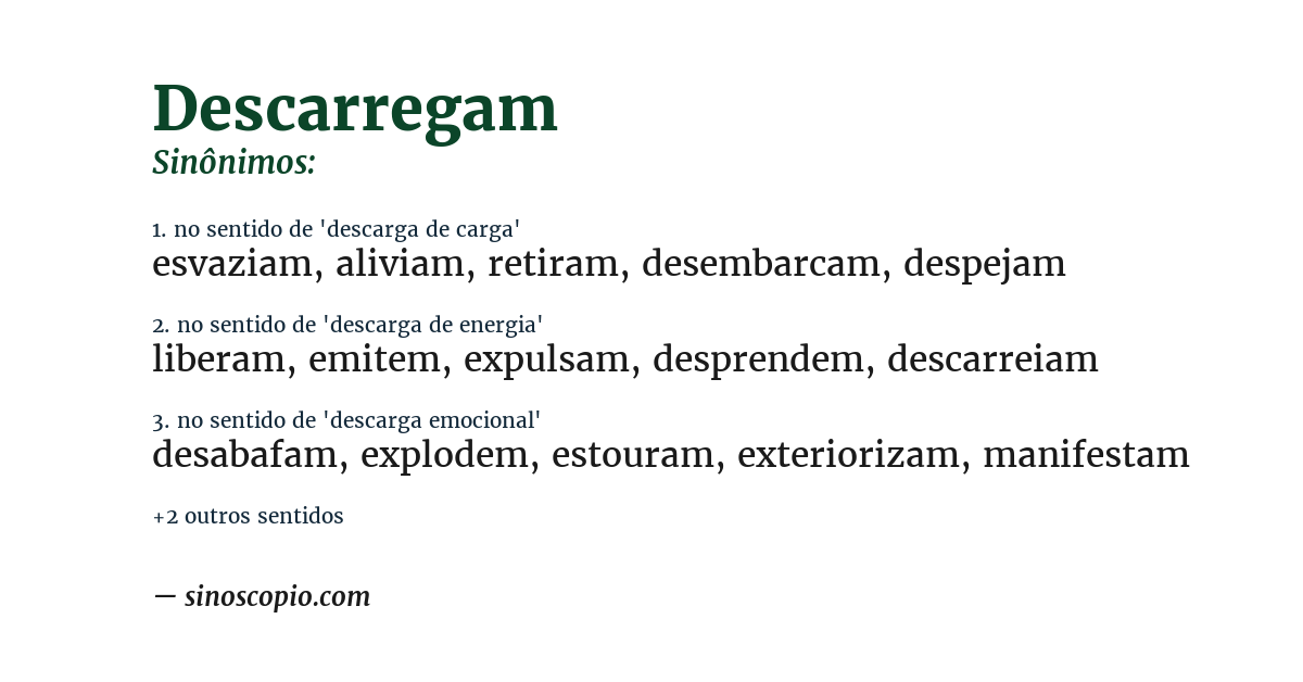 Sinônimo de descarregam