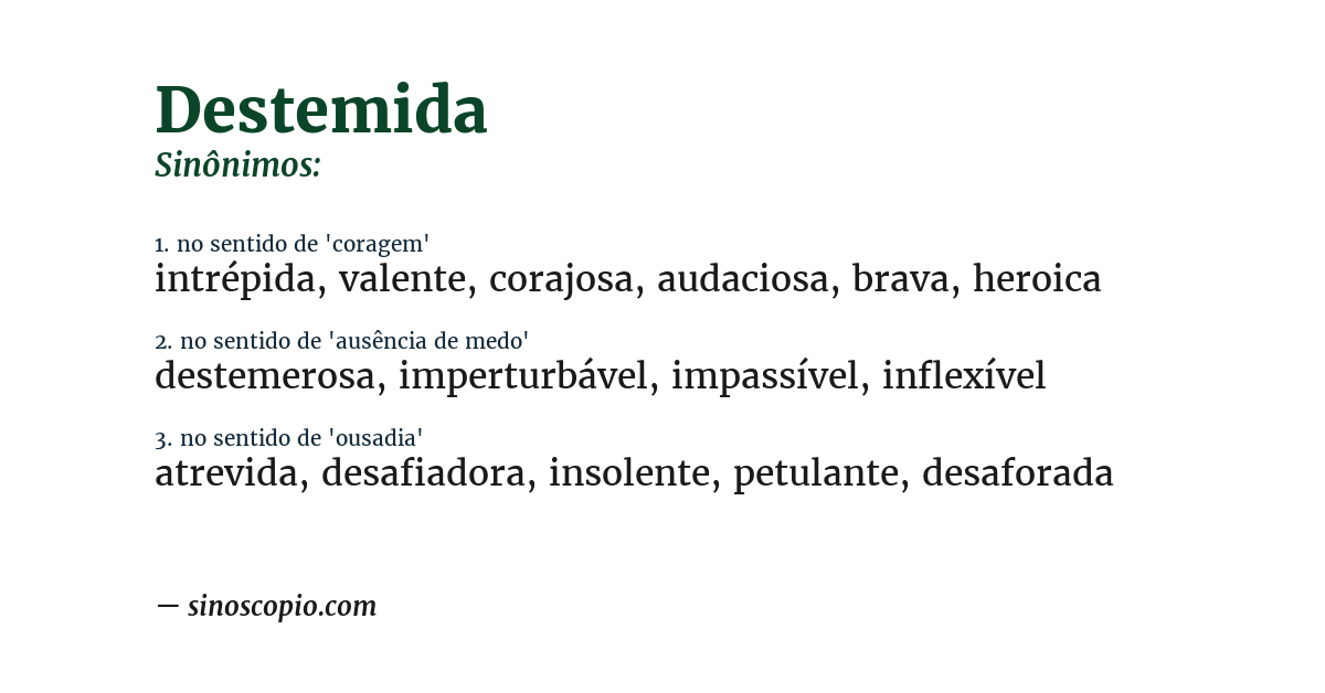 Sinônimo de destemida