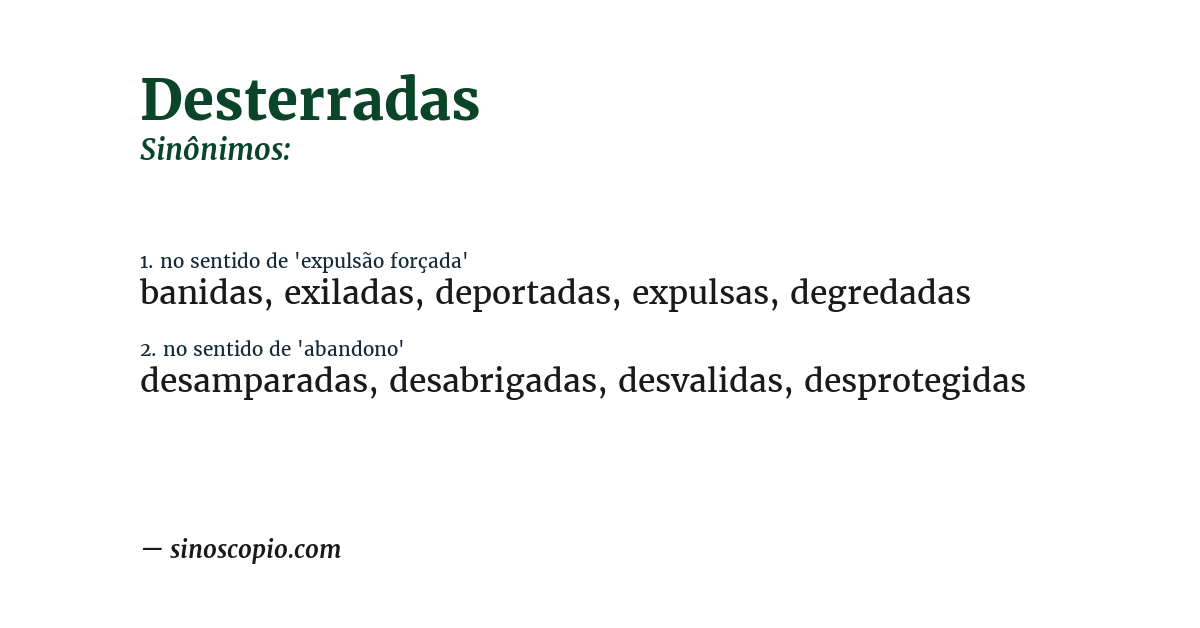 Sinônimo de desterradas