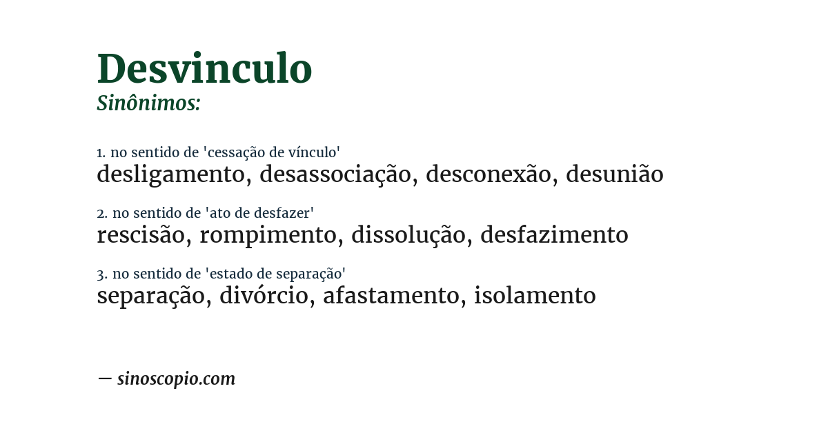 Sinônimo de desvinculo