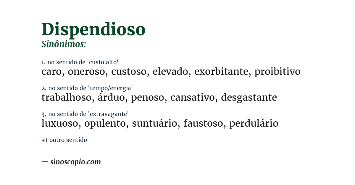 Sinônimo de dispendioso