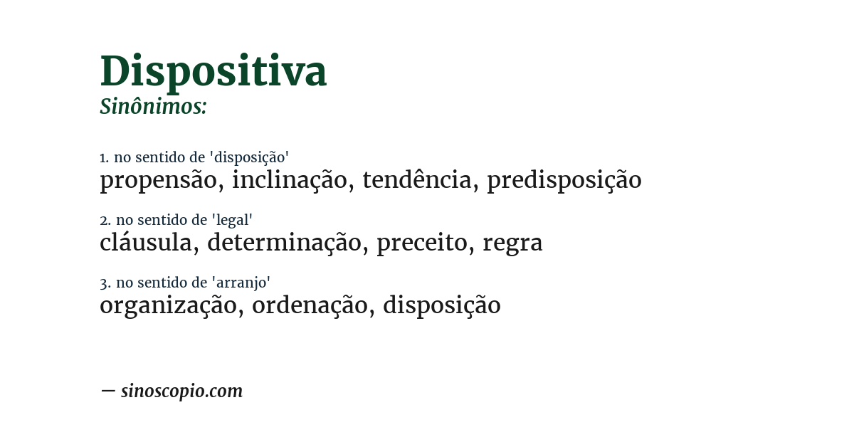Sinônimo de dispositiva