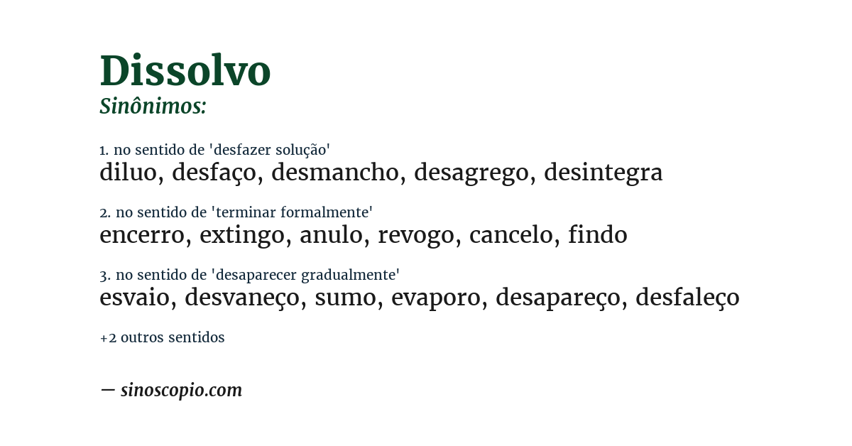 Sinônimo de dissolvo