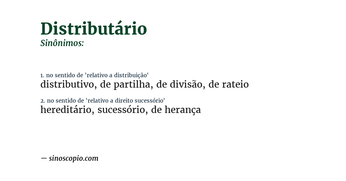 Sinônimo de distributário