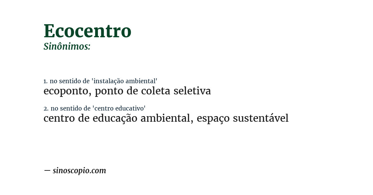 Sinônimo de ecocentro
