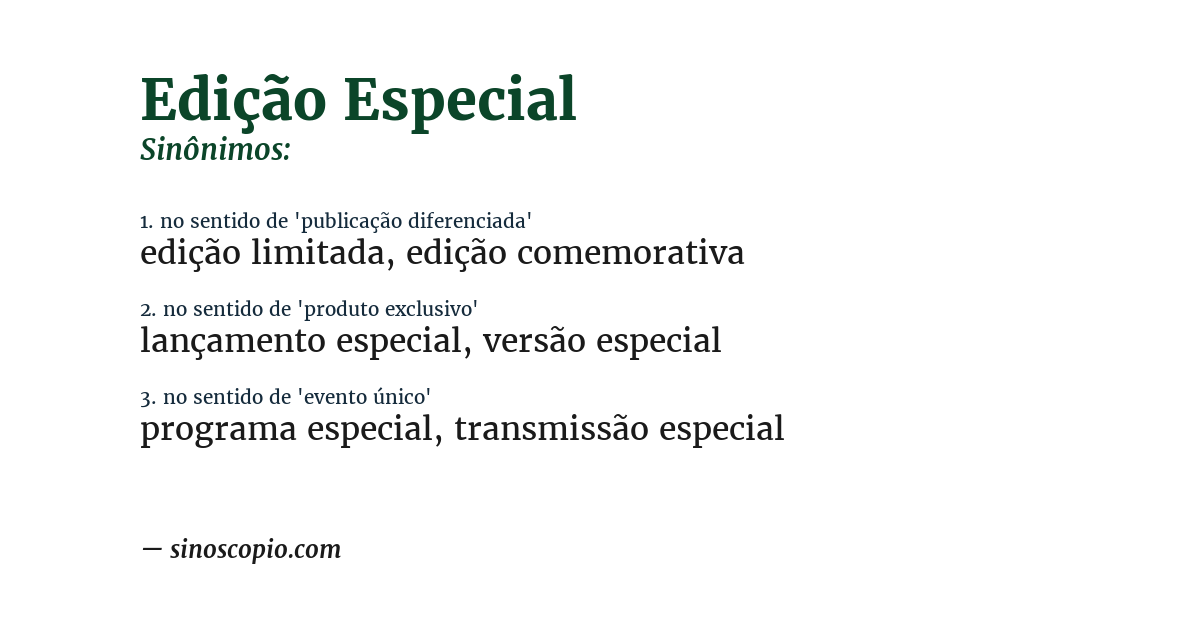Sinônimo de edição especial
