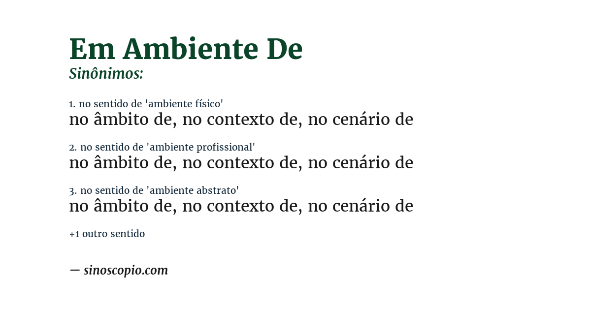 Sinônimo de em ambiente de