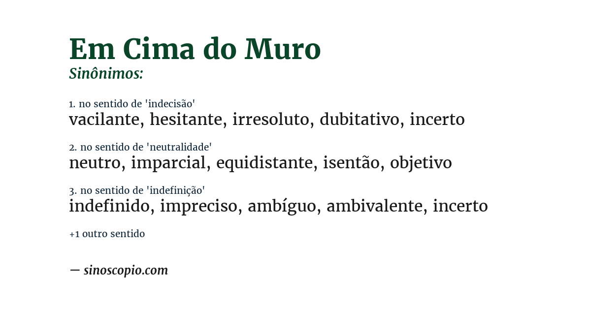 Sinônimo de em cima do muro