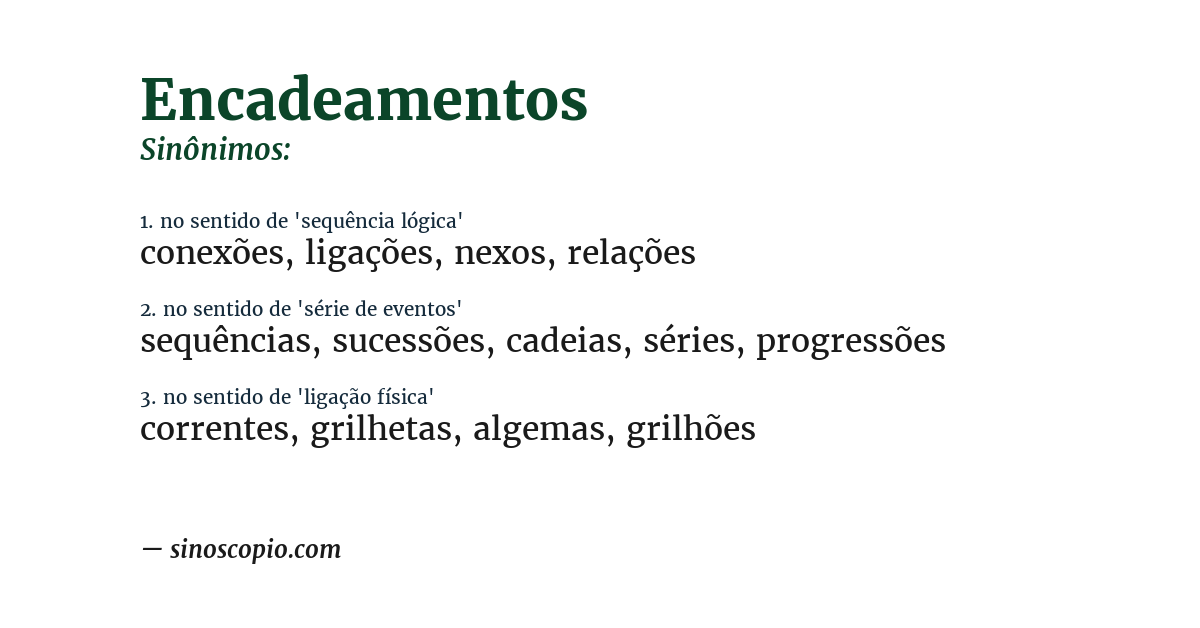 Sinônimo de encadeamentos