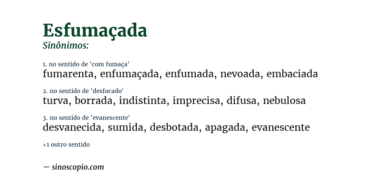 Sinônimo de esfumaçada