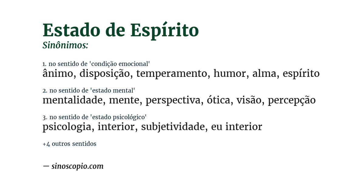 Sinônimo de estado de espírito