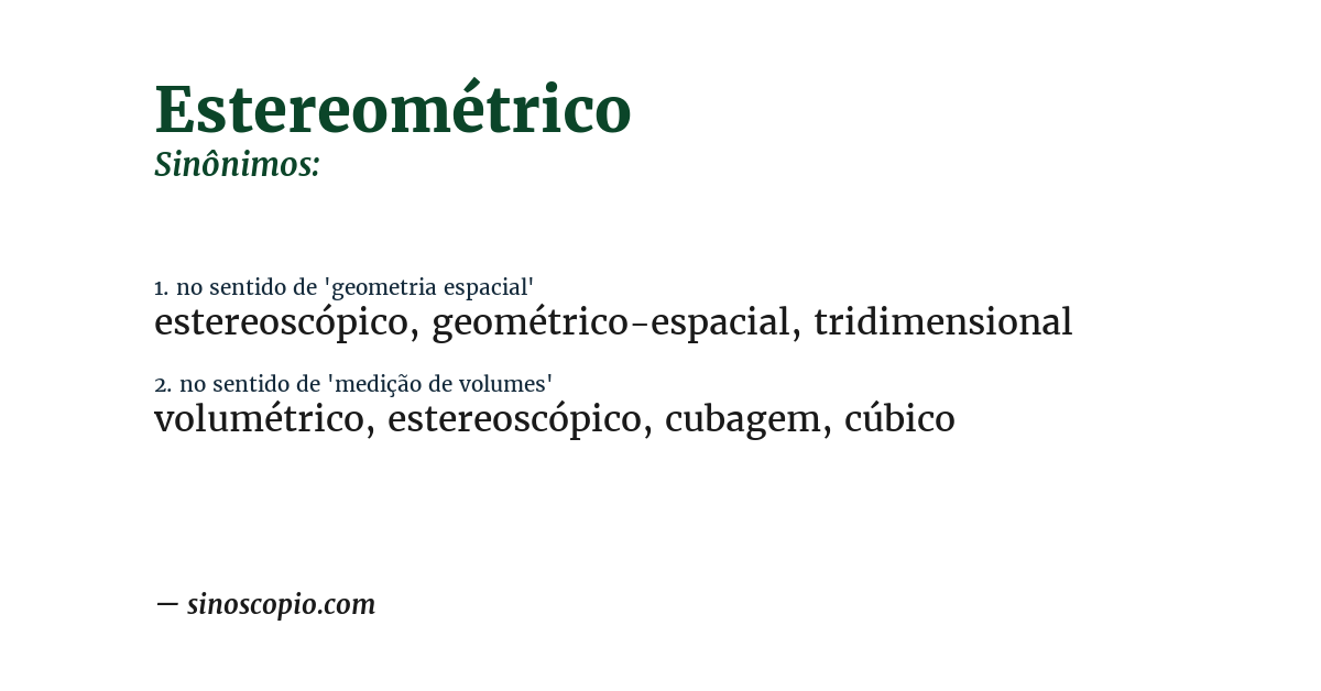 Sinônimo de estereométrico