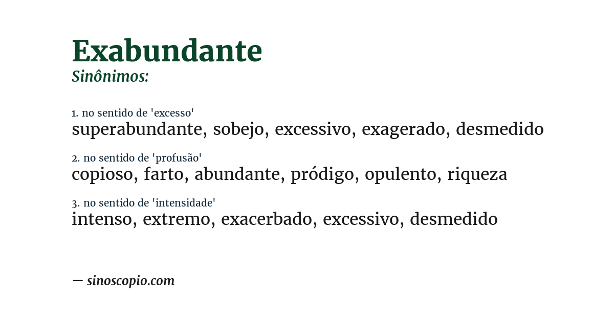 Sinônimo de exabundante