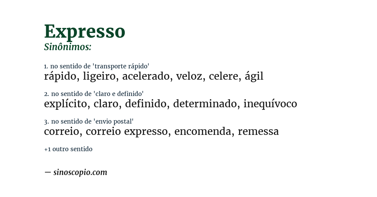 Sinônimo de expresso