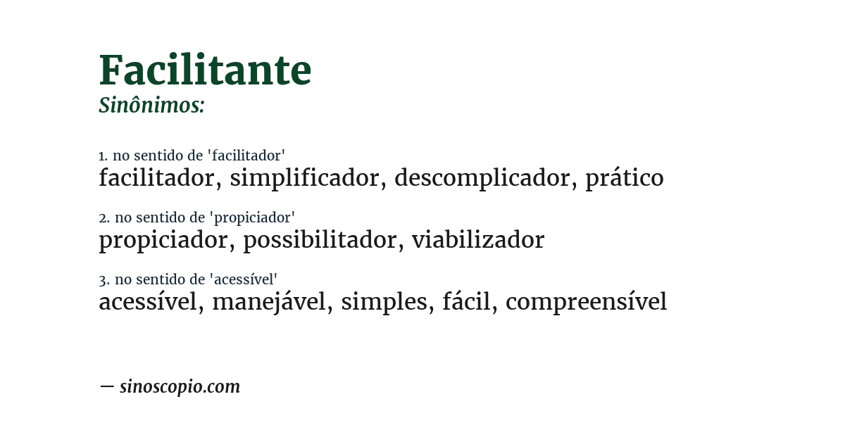 Sinônimo de facilitante