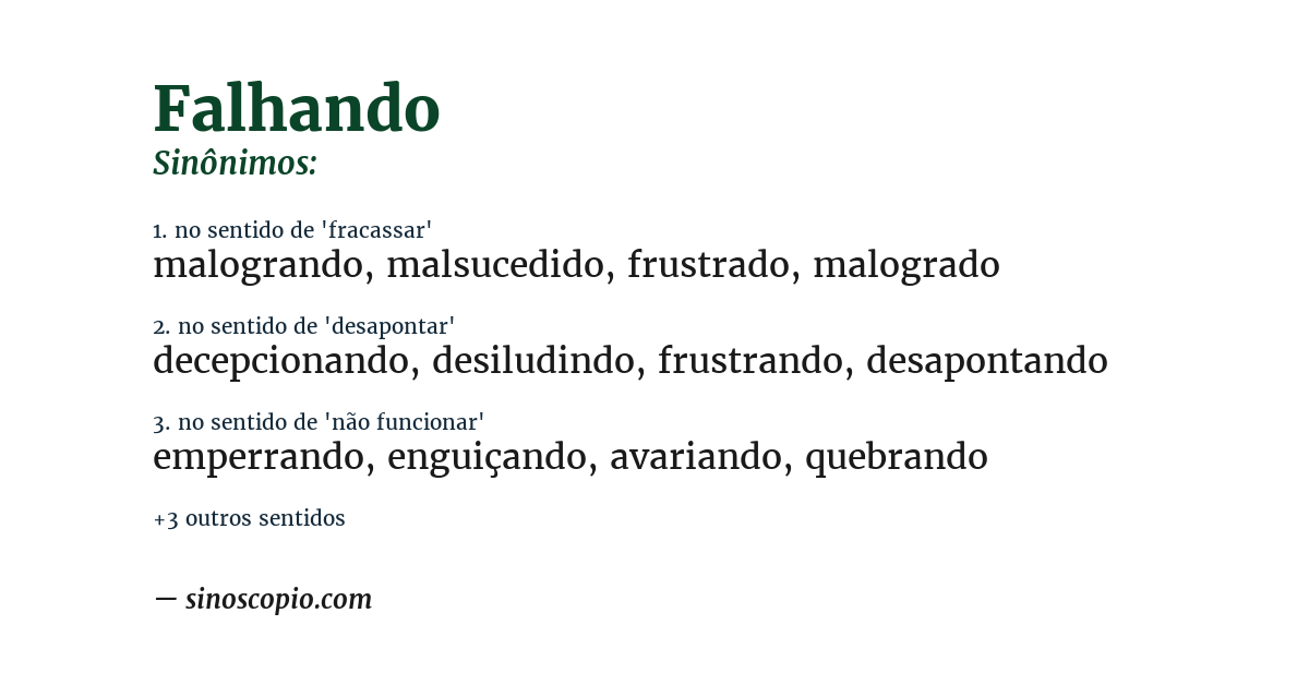 Sinônimo de falhando