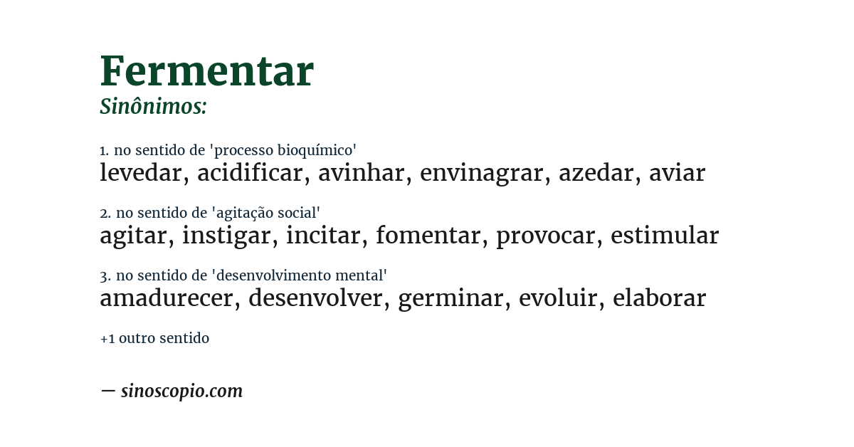 Sinônimo de fermentar
