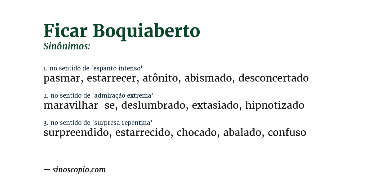 Sinônimo de ficar boquiaberto
