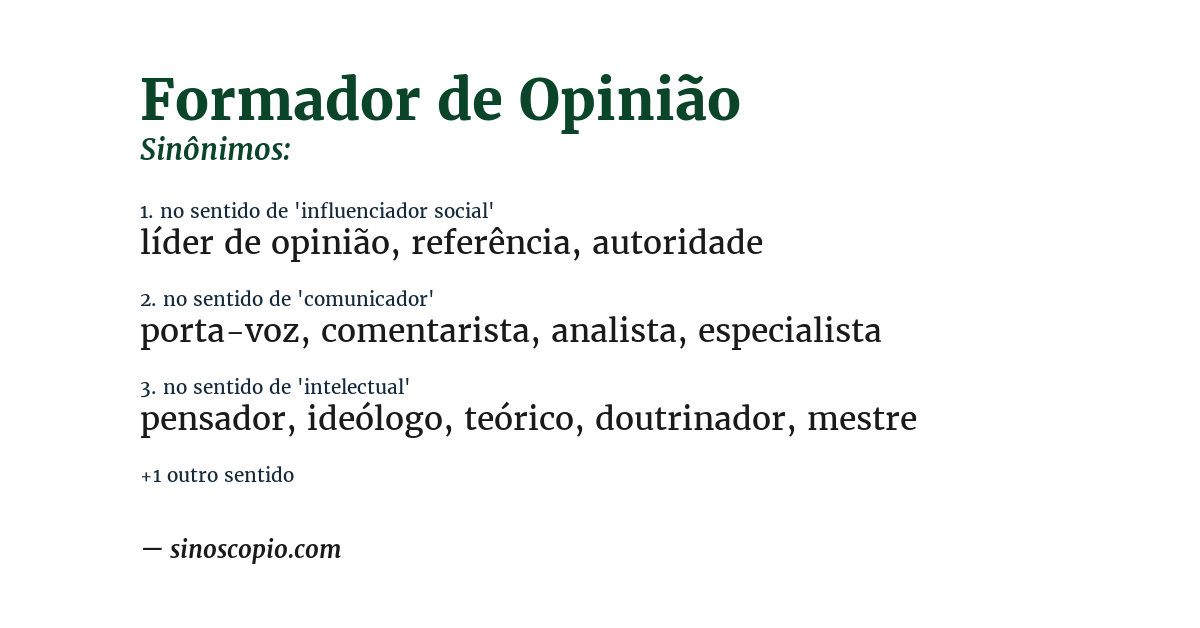 Sinônimo de formador de opinião