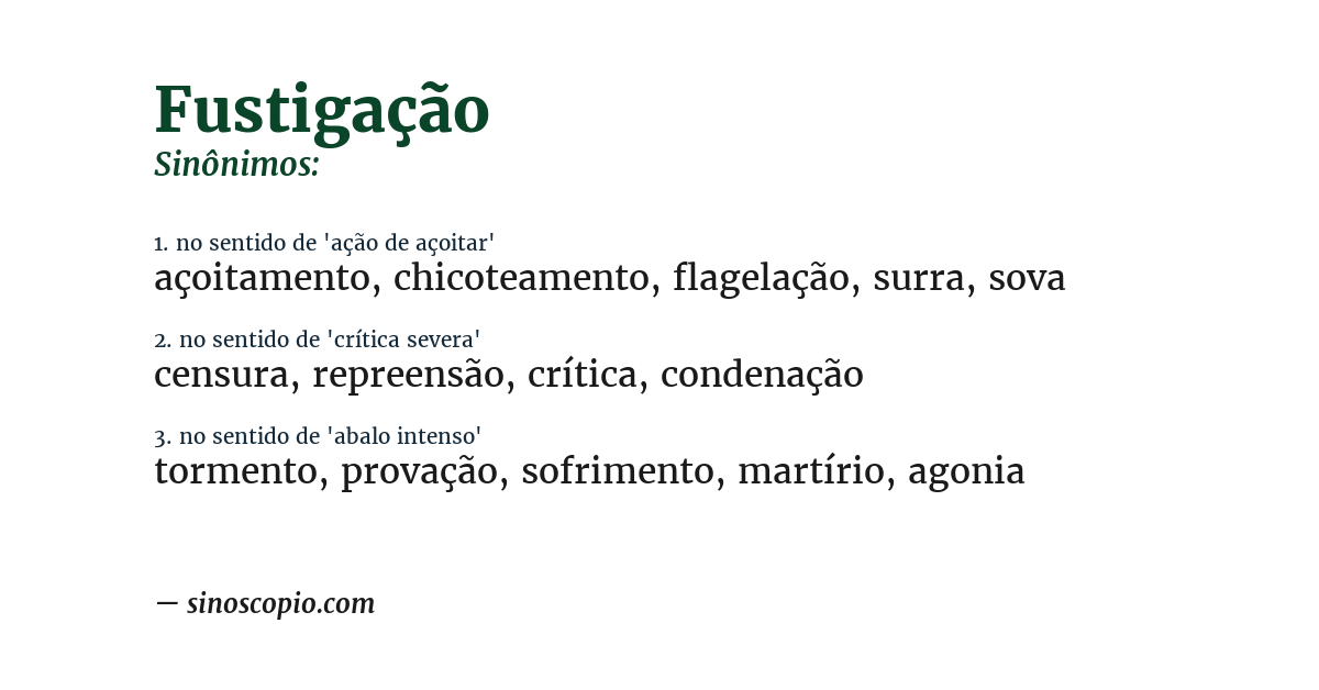Sinônimo de fustigação