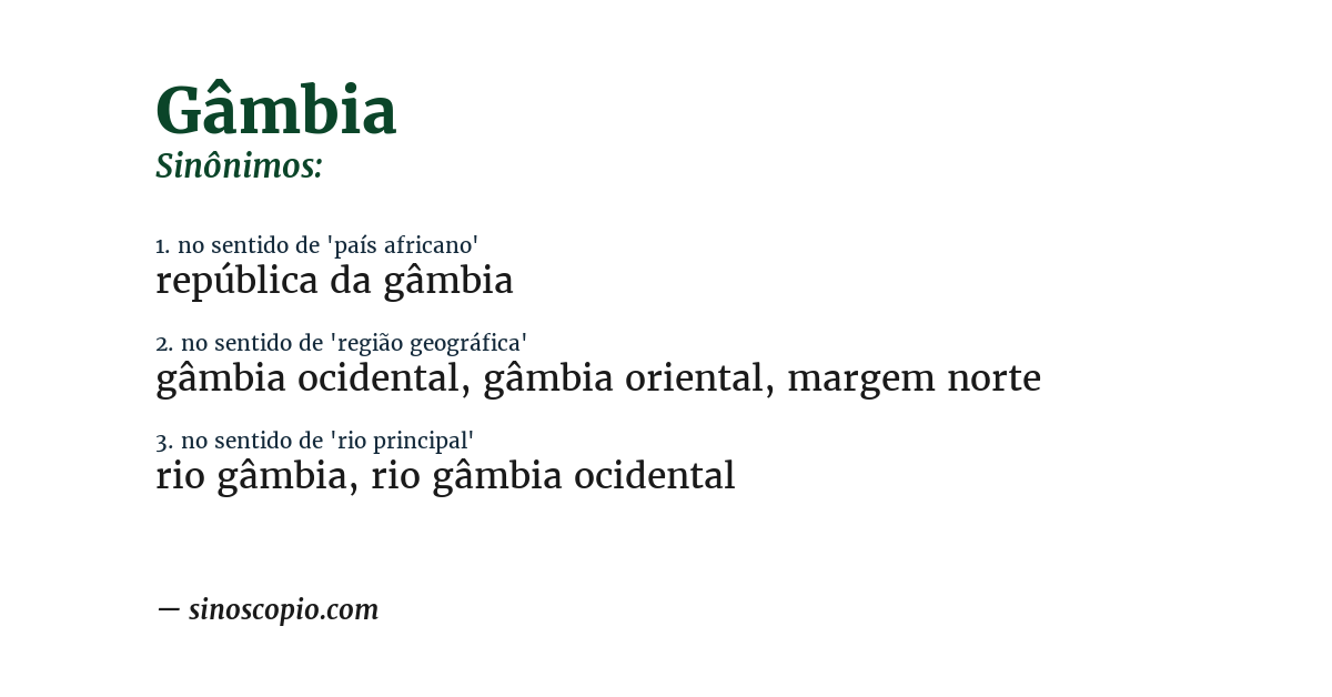Sinônimo de gâmbia