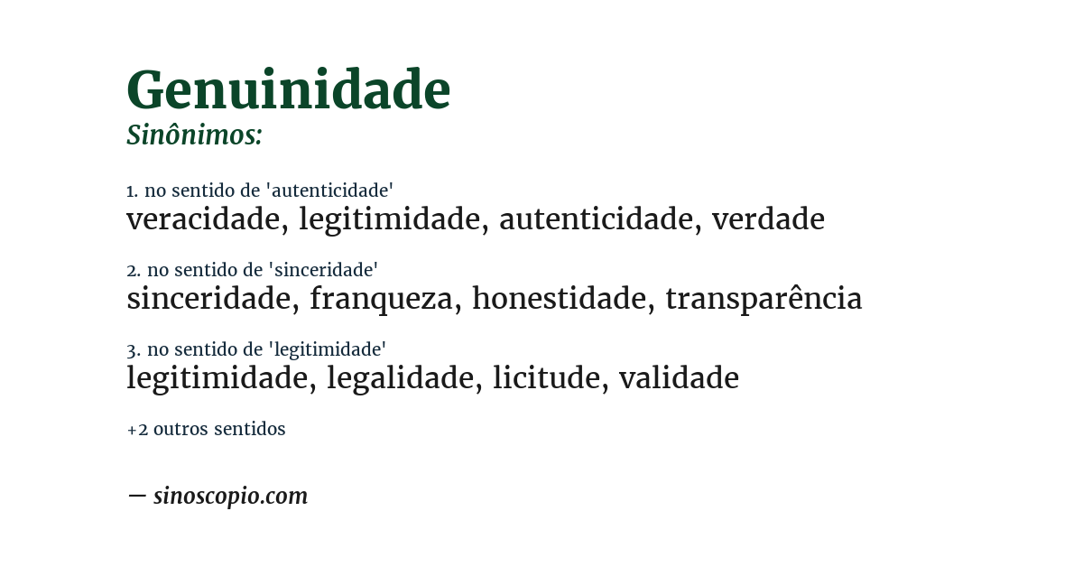 Sinônimo de genuinidade