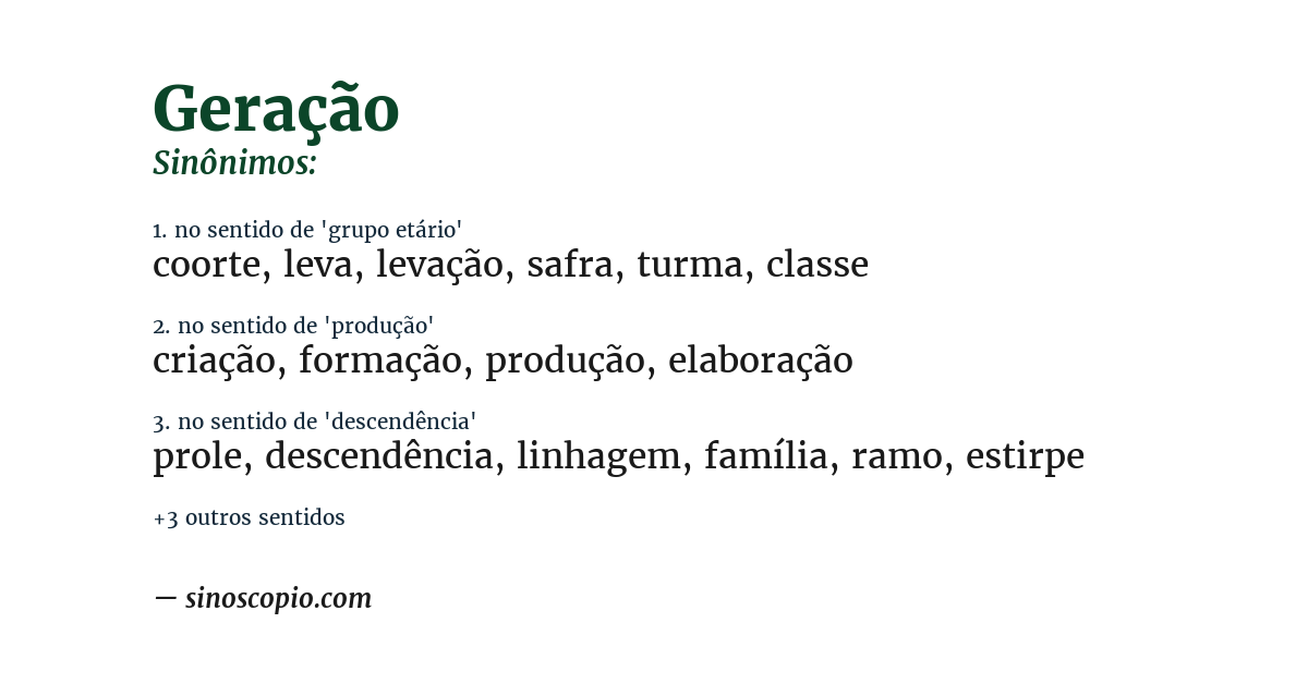 Sinônimo de geração