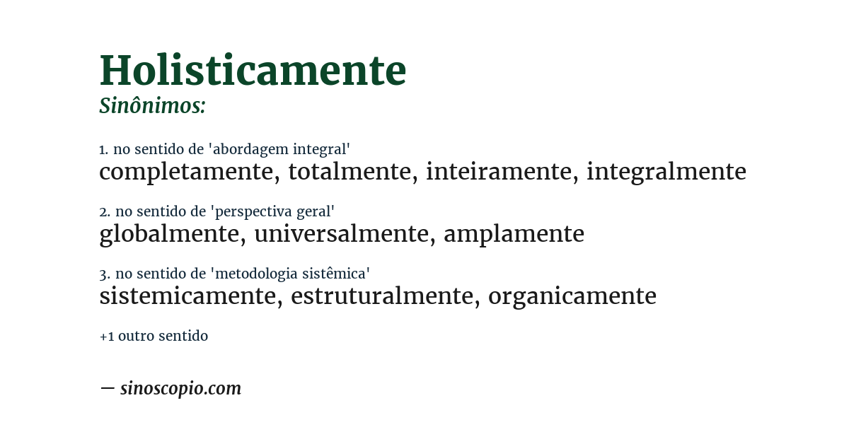 Sinônimo de holisticamente
