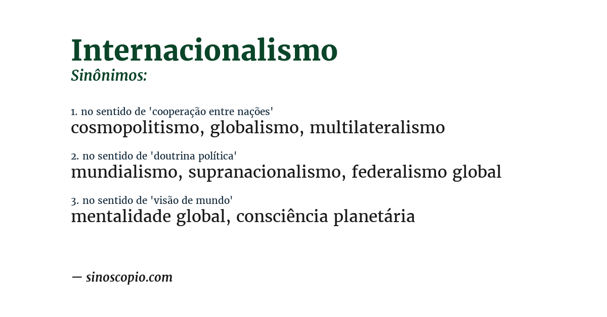 Sinônimo de internacionalismo