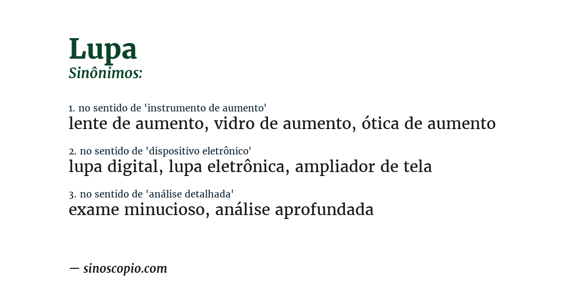 Sinônimo de lupa