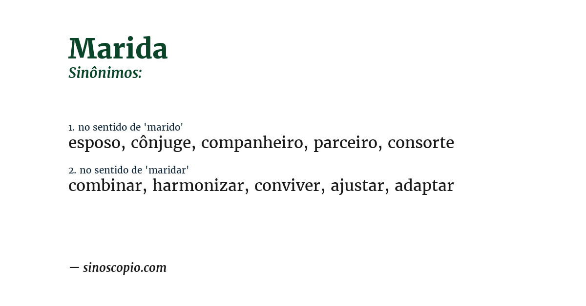 Sinônimo de marida
