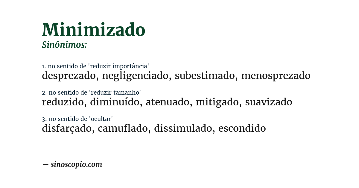 Sinônimo de minimizado