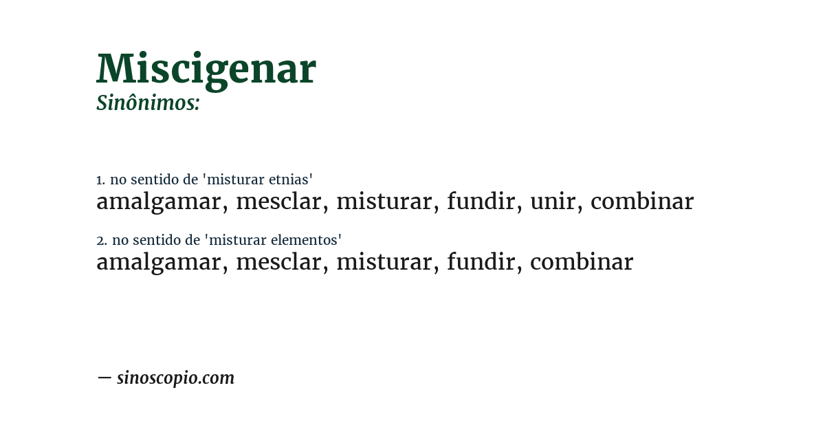 Sinônimo de miscigenar