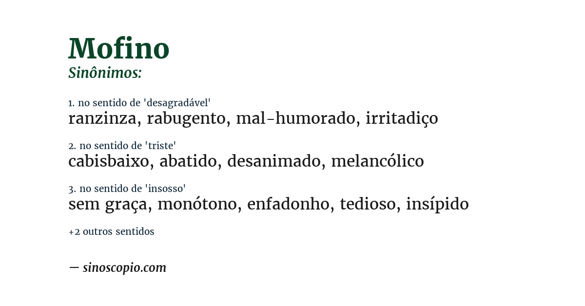 Sinônimo de mofino