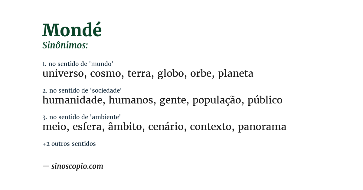 Sinônimo de mondé