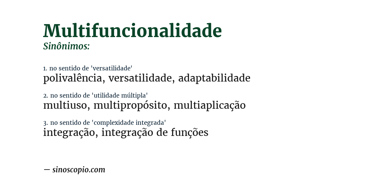 Sinônimo de multifuncionalidade