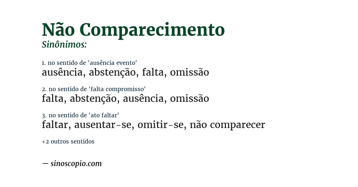 Sinônimo de não comparecimento