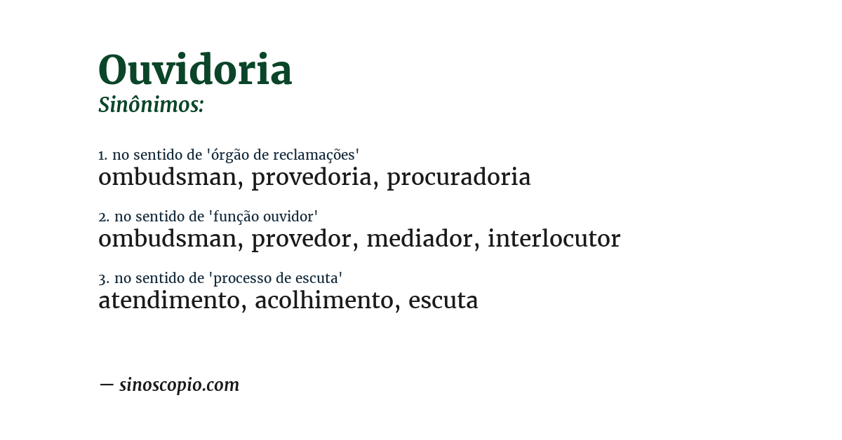 Sinônimo de ouvidoria