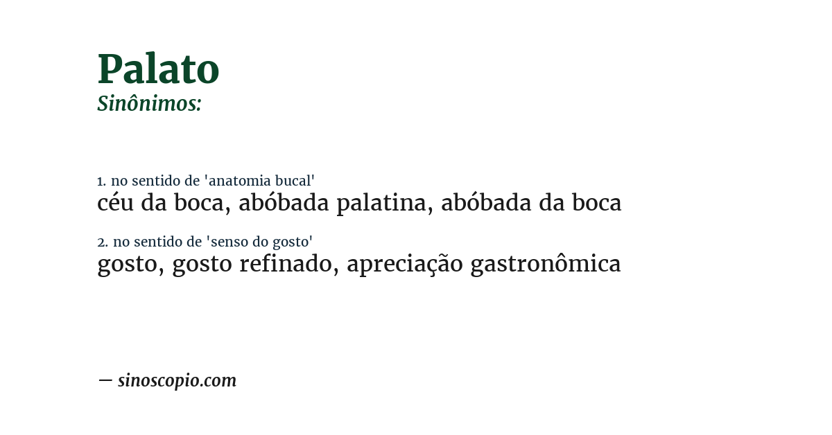 Sinônimo de palato